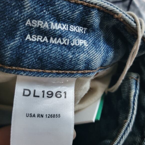 DL 1961 Asra Long Jran Skirt Blue Size 28 with front Slit - Picture 9 of 12